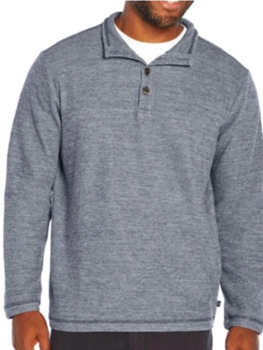 Gap Heathered Blue 1/4 Button Neck Pullover Henley Sweater Size Small